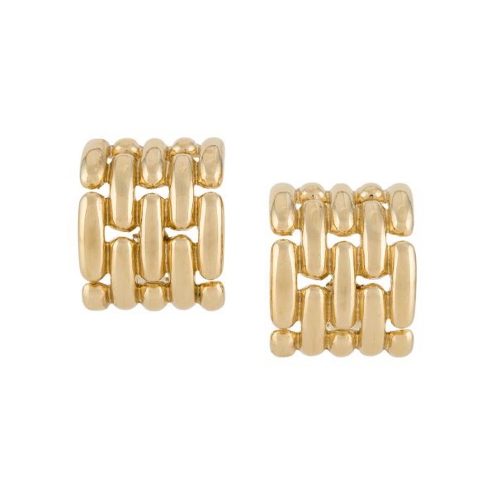 GIVENCHY VINTAGE PARIS NEW YORK LARGE GOLD PLATE CLIP ON EARRINGS - Picture 1 of 12